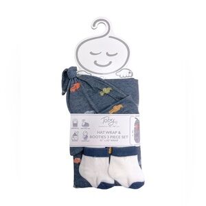 Toby & Company TRUCK DITSY KNOT HAT, WRAP AND SOCKS 3PC SET